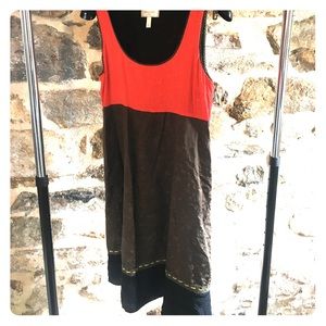 ANTHROPOLOGIE Moulinette Soeurs coral, green dress